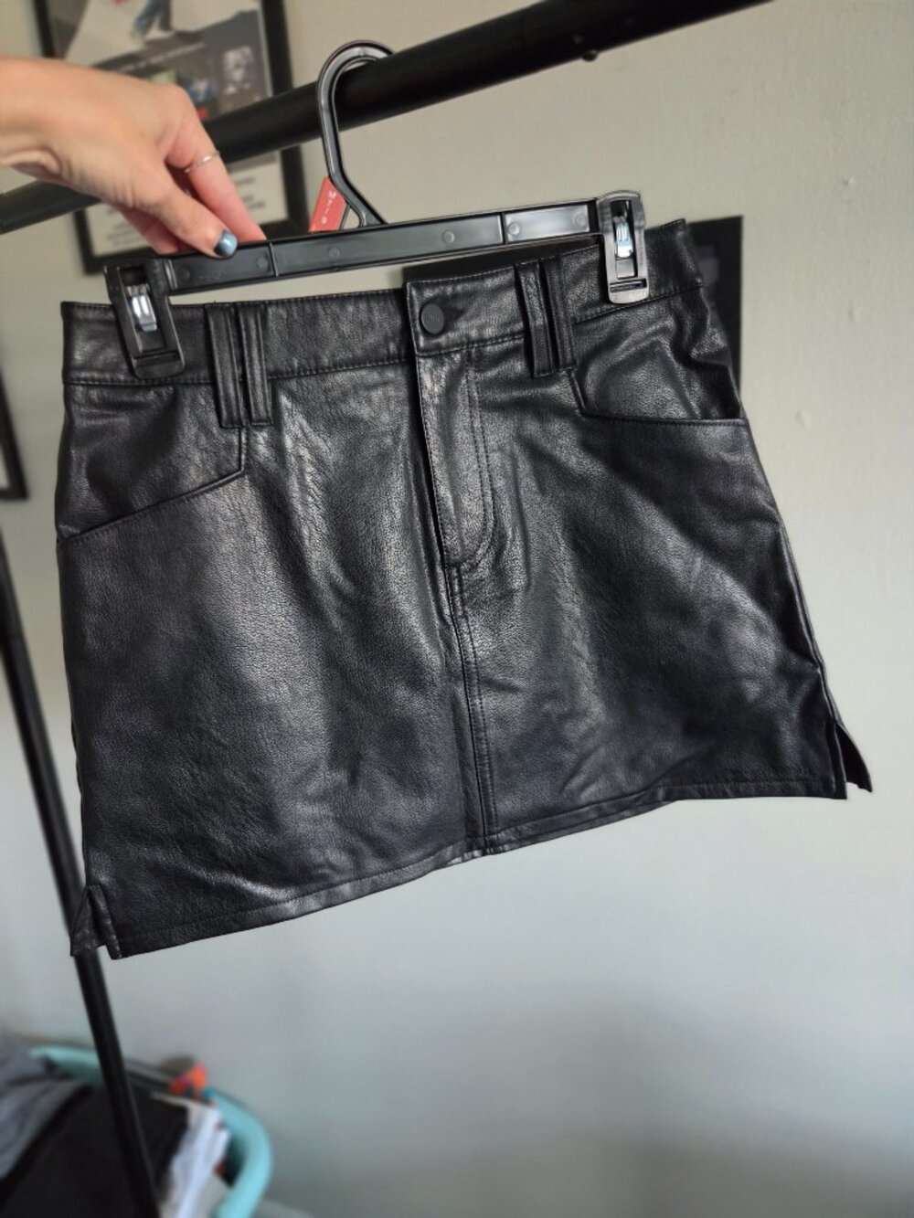 PAIGE black faul leather mini
